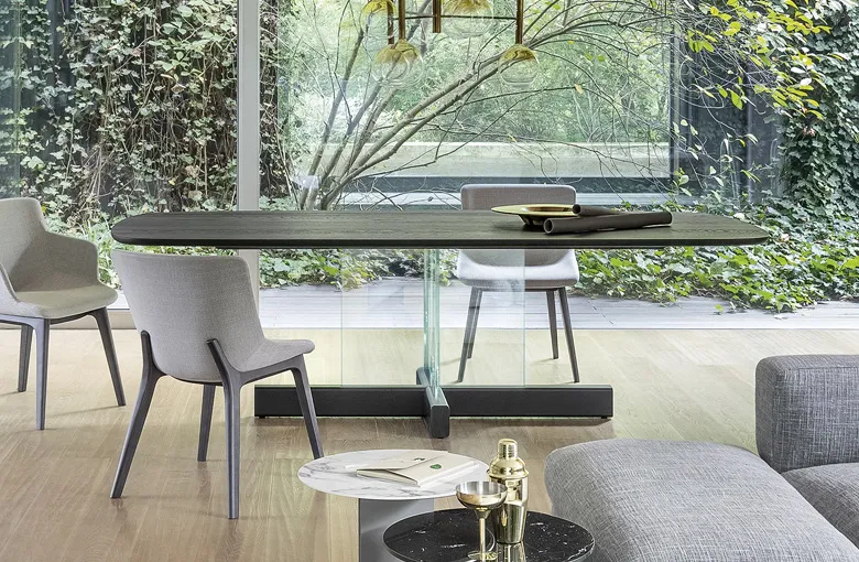 Bonaldo Cross Glass Base Dining Table