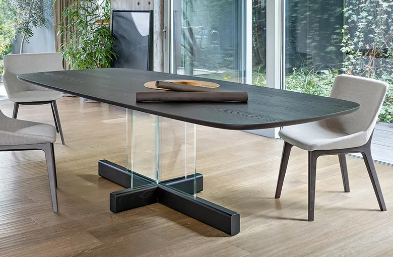Bonaldo Cross Glass Base Dining Table