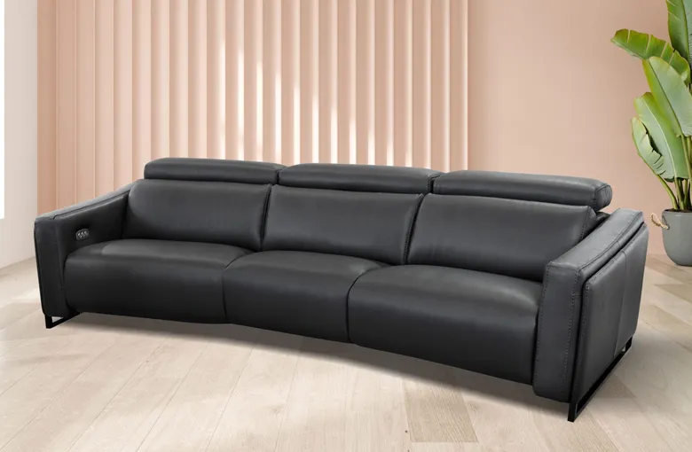 Bracci Quickship Athos Curved Recliner Sofa