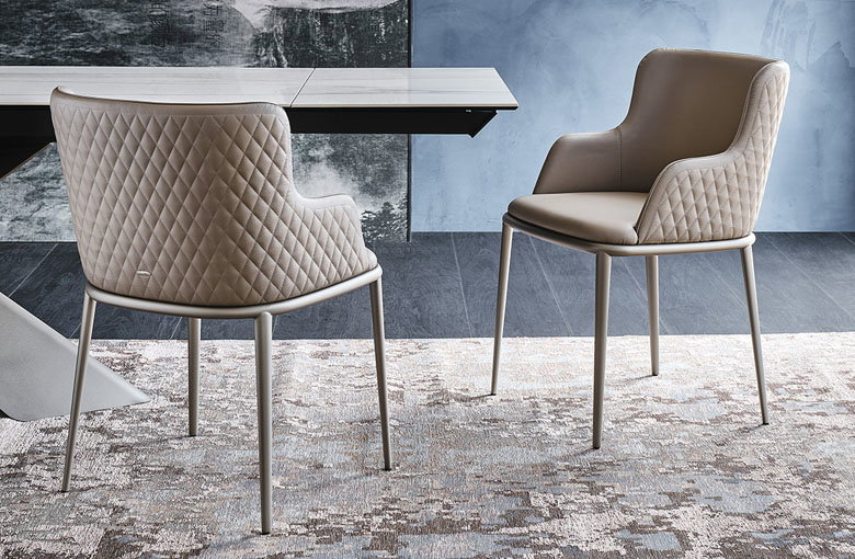 Cattelan Magda Metal Leg Couture Dining Chair
