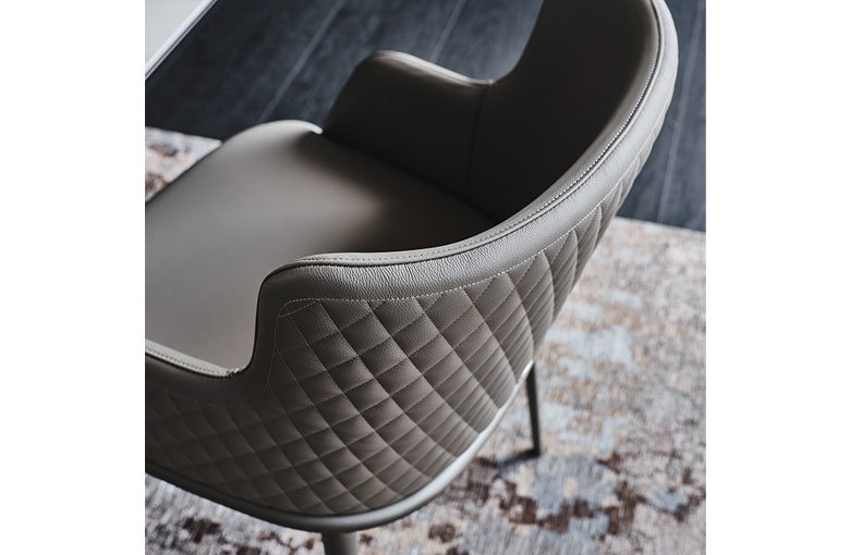 Cattelan Magda Metal Leg Couture Dining Chair