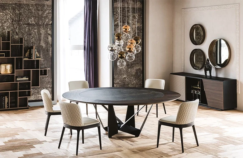 Cattelan Skorpio Ceramic-Wood Round Dining Table
