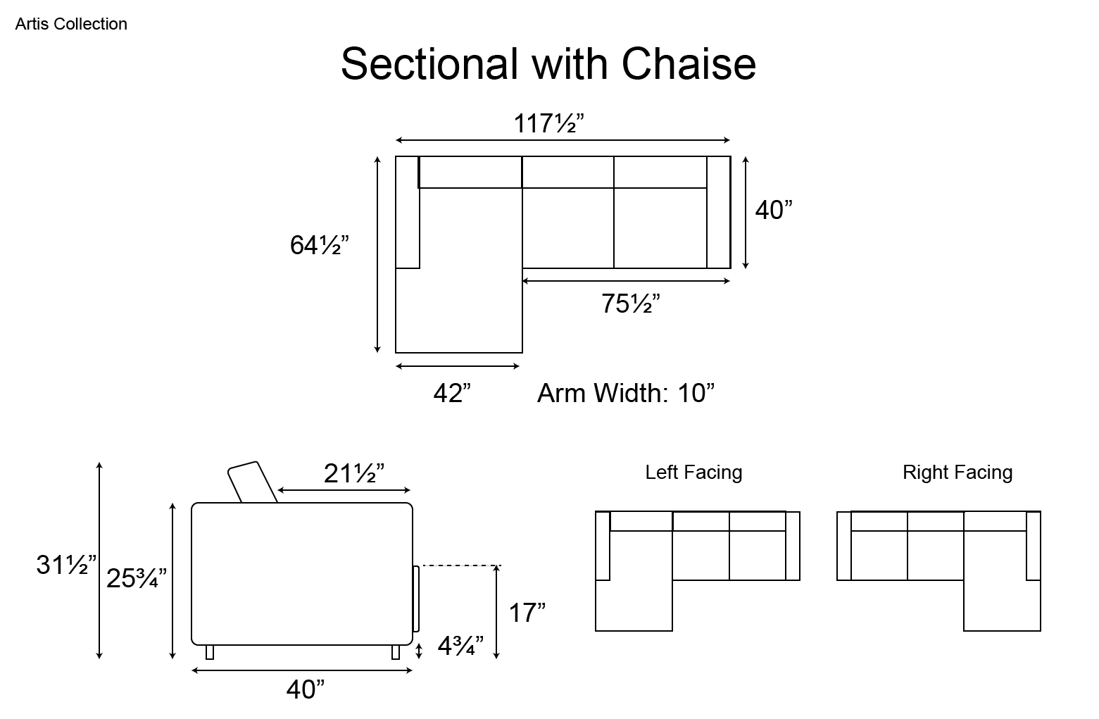 Ditre Artis Sectional with Chaise