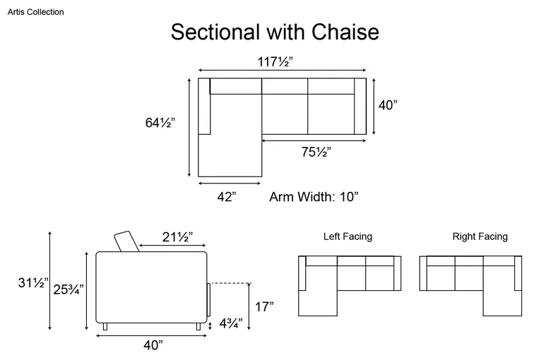 Ditre Artis Sectional with Chaise