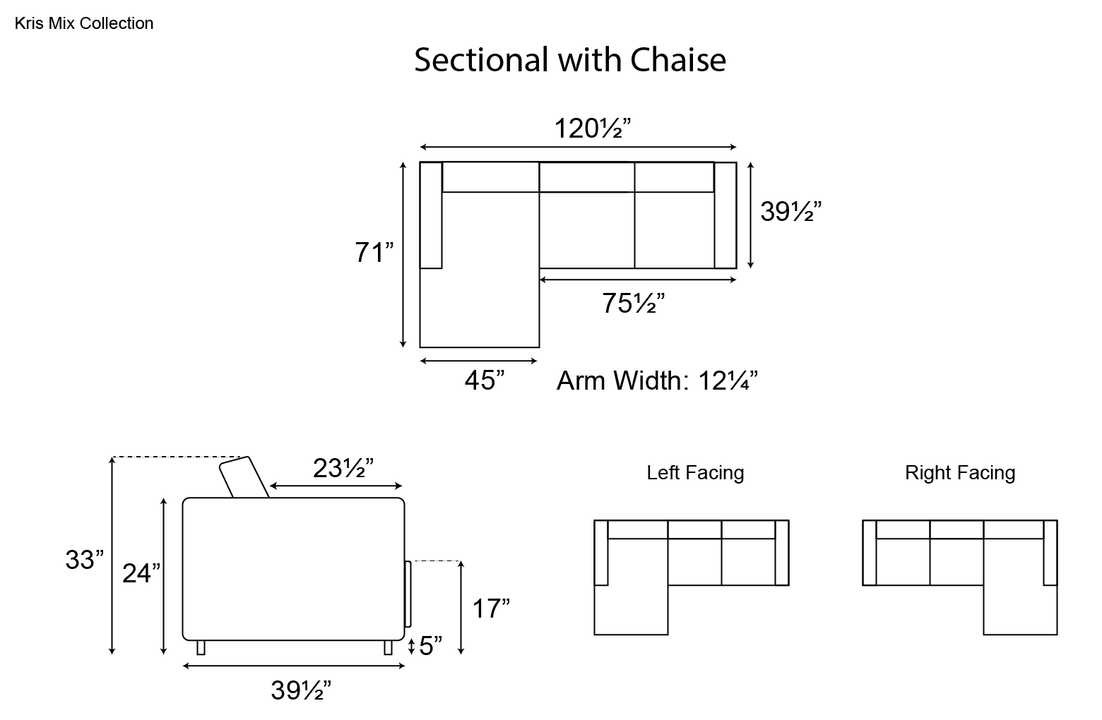 Ditre Kris Mix Sectional with Chaise