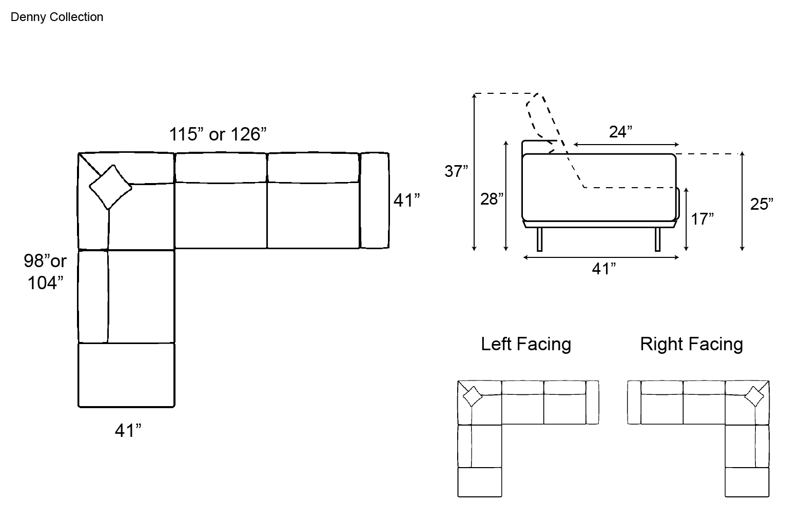 Gamma Denny Sectional with Peninsula