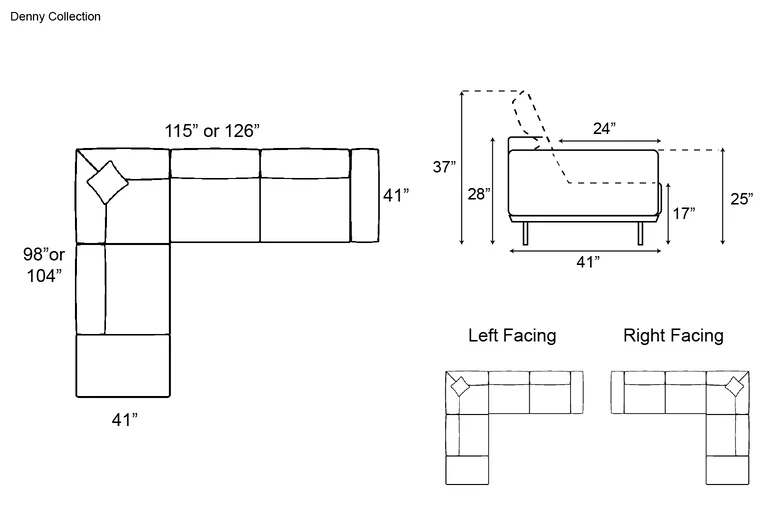 Gamma Denny Sectional with Peninsula