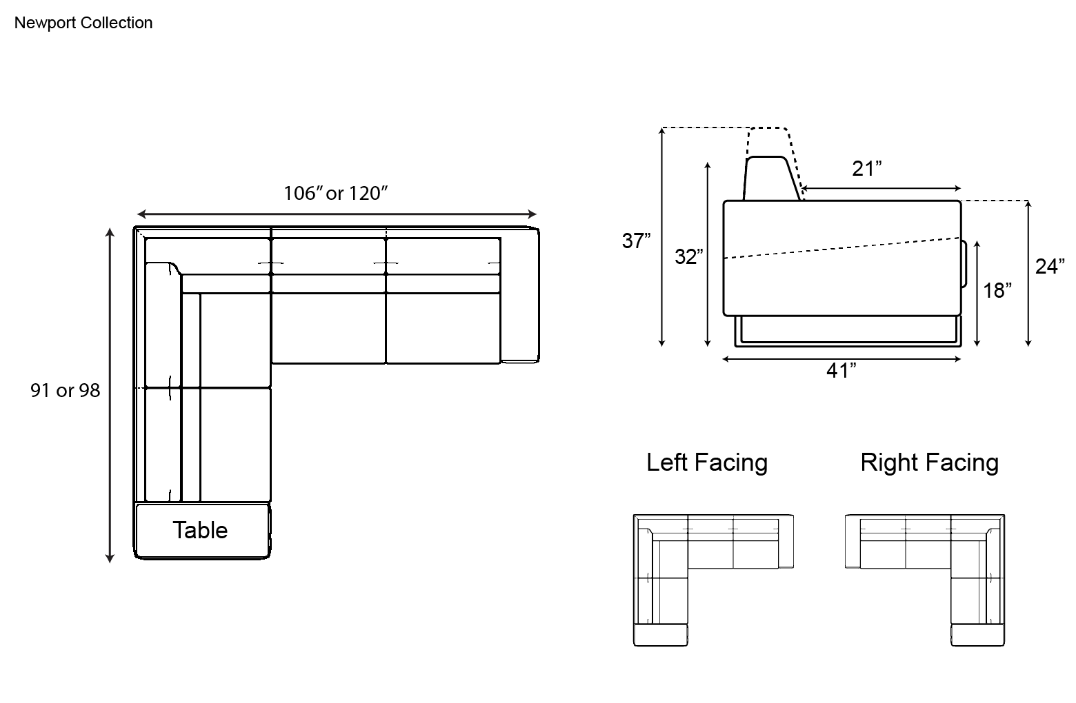 Gamma Newport Sectional with End Table