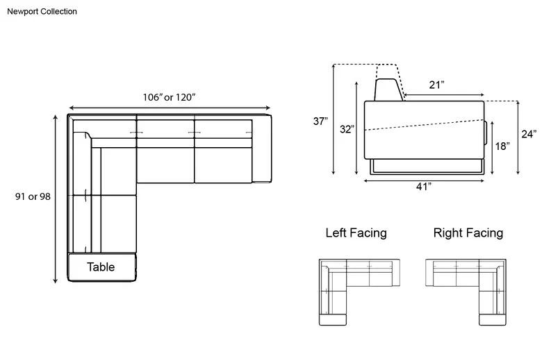 Gamma Newport Sectional with End Table