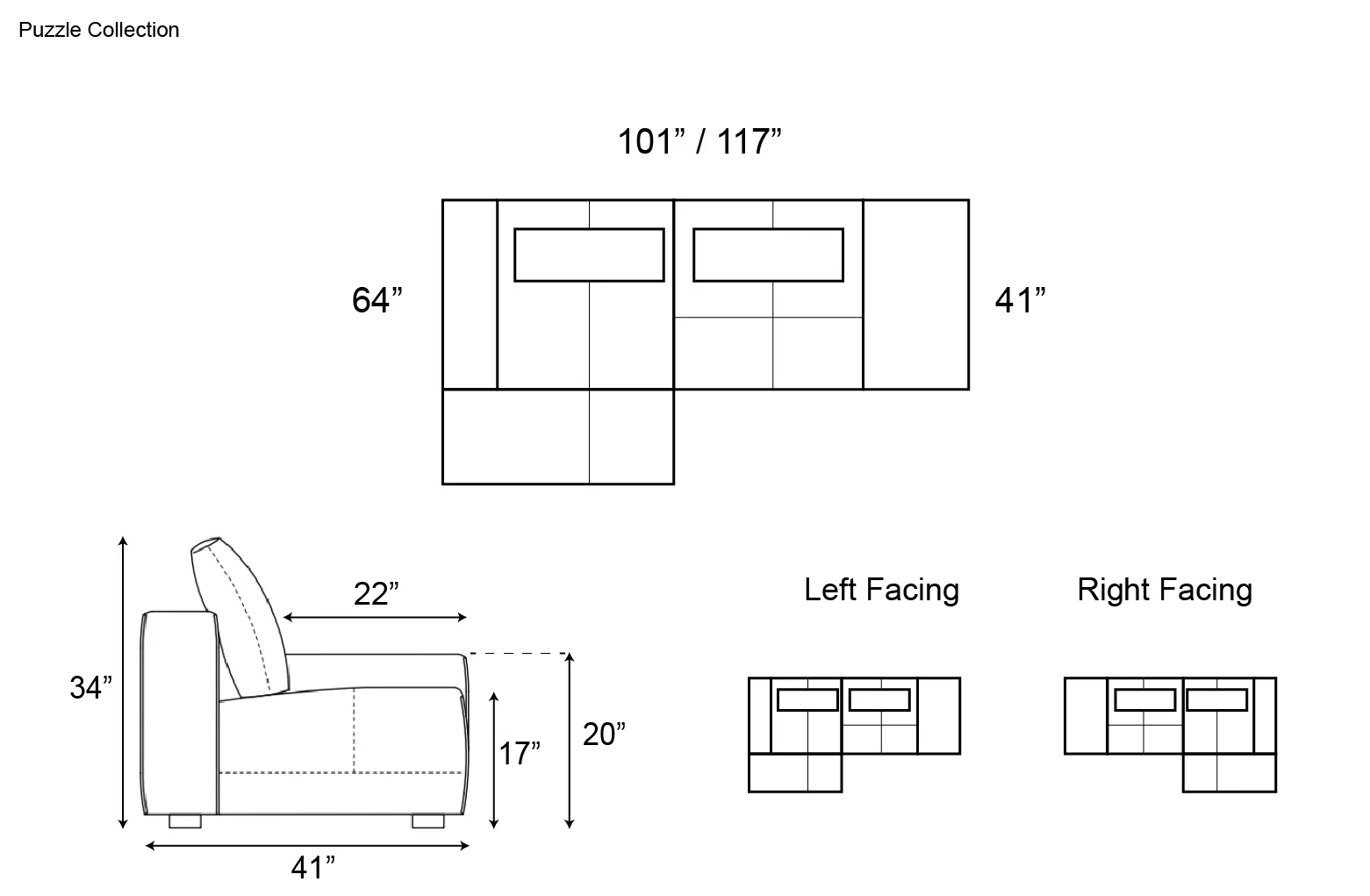 Gamma Puzzle Sectional with Chaise