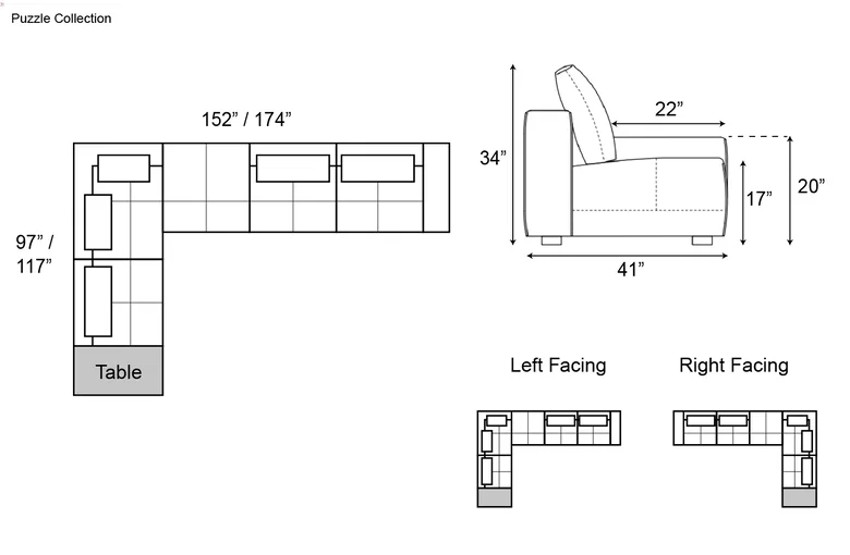 Gamma Puzzle Sectional with Table