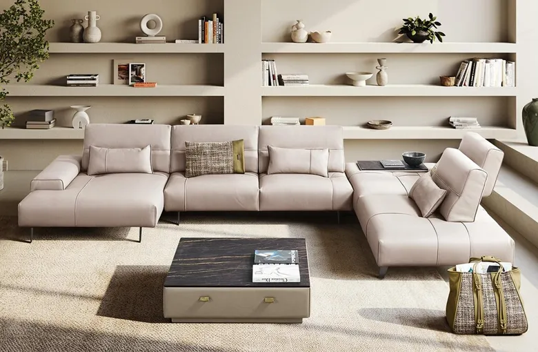 Gamma Smart J Shaped Sectional with Table