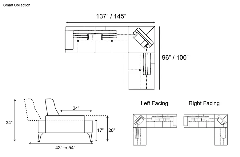 Gamma Smart Sectional with Peninsula