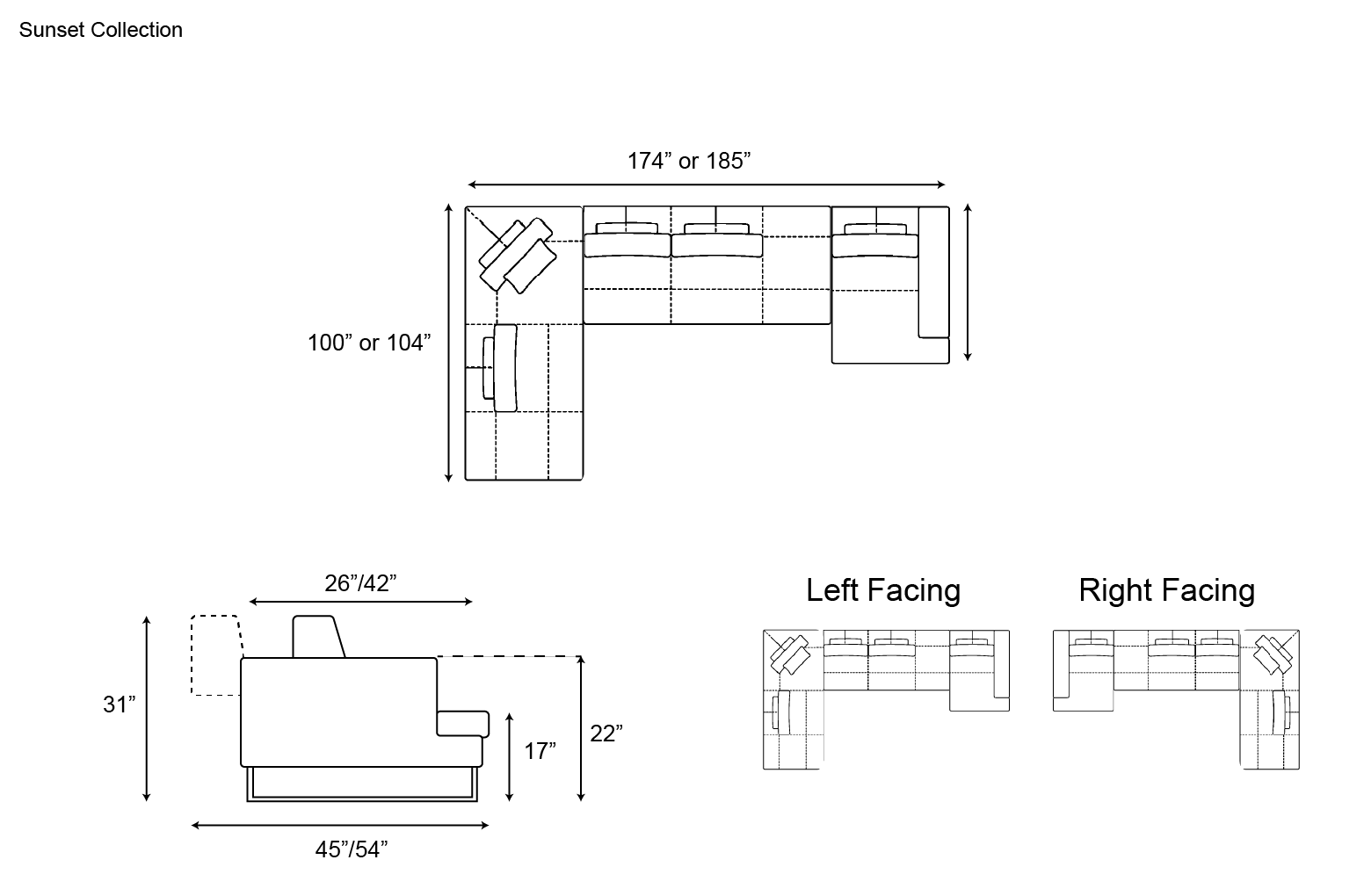 Gamma Sunset J Shaped Sectional