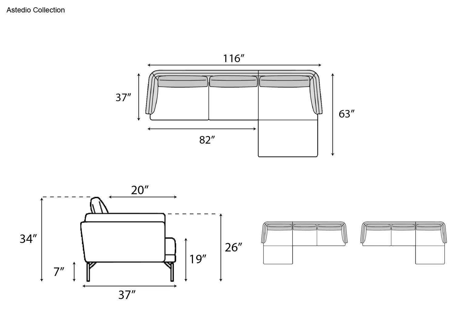 Nicoline Astedio Sectional with Chaise