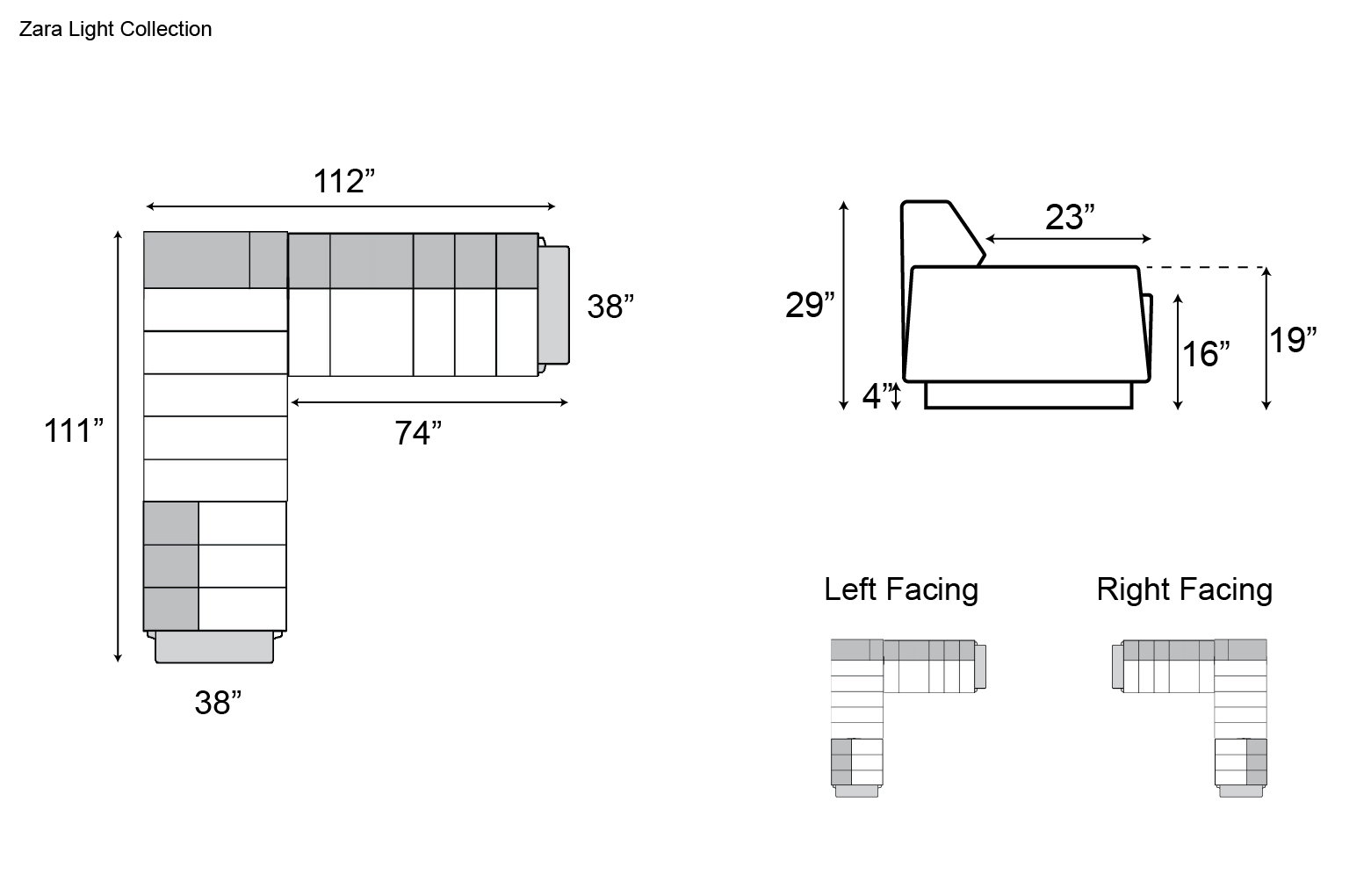 Nicoline Zara Light Sectional in L Shape